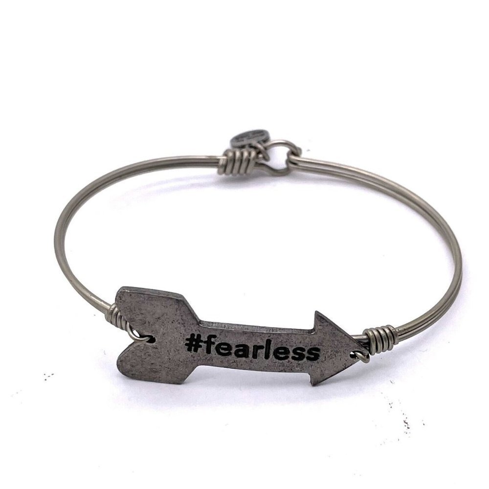 Luca & Danni Women's Fearless Silver Plated Jewelry Bangle Cuff Bracelet